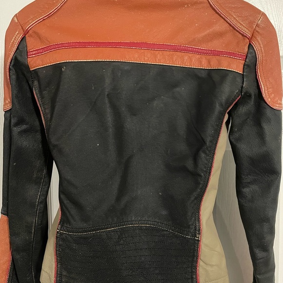 Vintage Oscar Leopold distressed leather biker jacket size XS - Picture 3 of 5